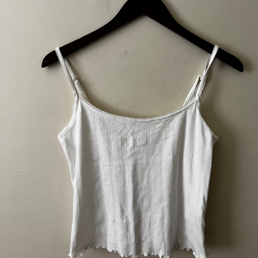 Reformation Soraya Pointelle Knit Top in white size S
